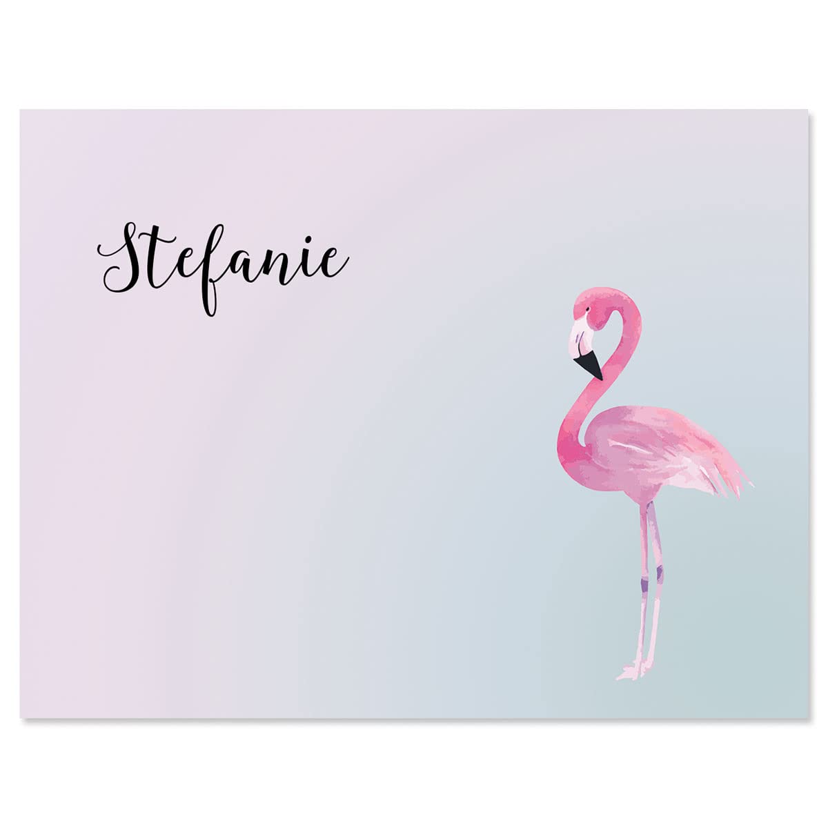 Single Flamingo Personalized Note Cards - 24 Cards with White Envelopes, 4¼ x 5½ Inch Size, Blank Stationery, Add Names or Text, For Thank You Notes,