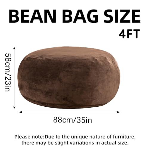 Image of Memory Foam Bean Bag Chair for Adults, 3FT Coffee