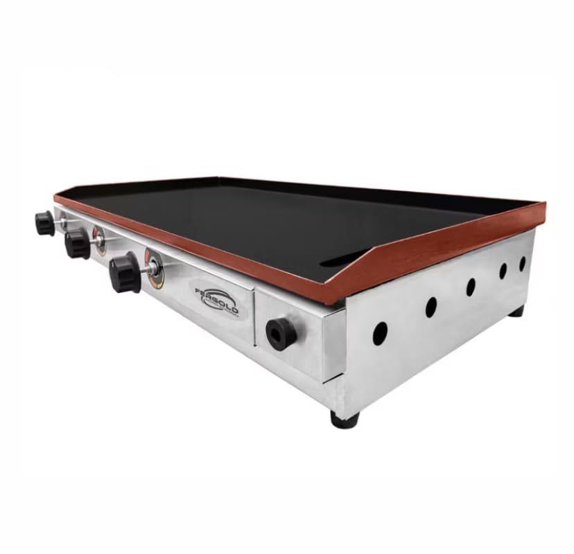 Chapa para Lanche Profissional a Gás, 80x40cm, 3 Queimadores, com Coletor de Gordura, Base em Aço Inox