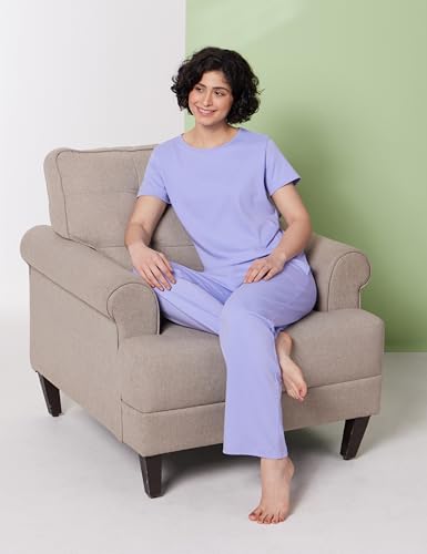 Image of Symbol Premium Women's Cotton Rib T-Shirt and Pajama Night Suit | Two Piece Set | Regular Fit (Available in Plus Sizes)
