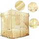 4 Ecken Pfosten Betthimmel Bettvorhang Moskitonetz für Mädchen & Erwachsene, Luxuriöse Prinzessin Schlafzimmer Dekorationszubehör, 3 Seitenöffnung(120 * 200 * 200-Beige)