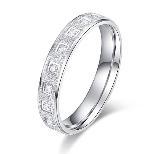 Unisex Comfort Fit Sterling Silver 4mm Simulated Diamond Full Eternity Ring Sandblasted Wedding Band (5.5)