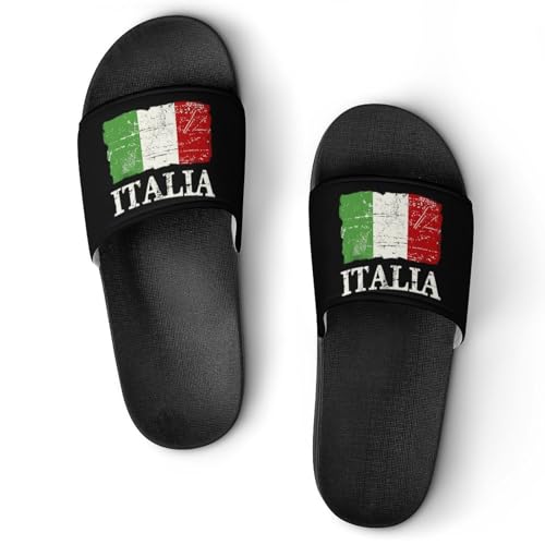 Vintage Italy Italian Flag House Sandals Non-Slip Bathroom Slippers Beach Summer Shoes for Men Women