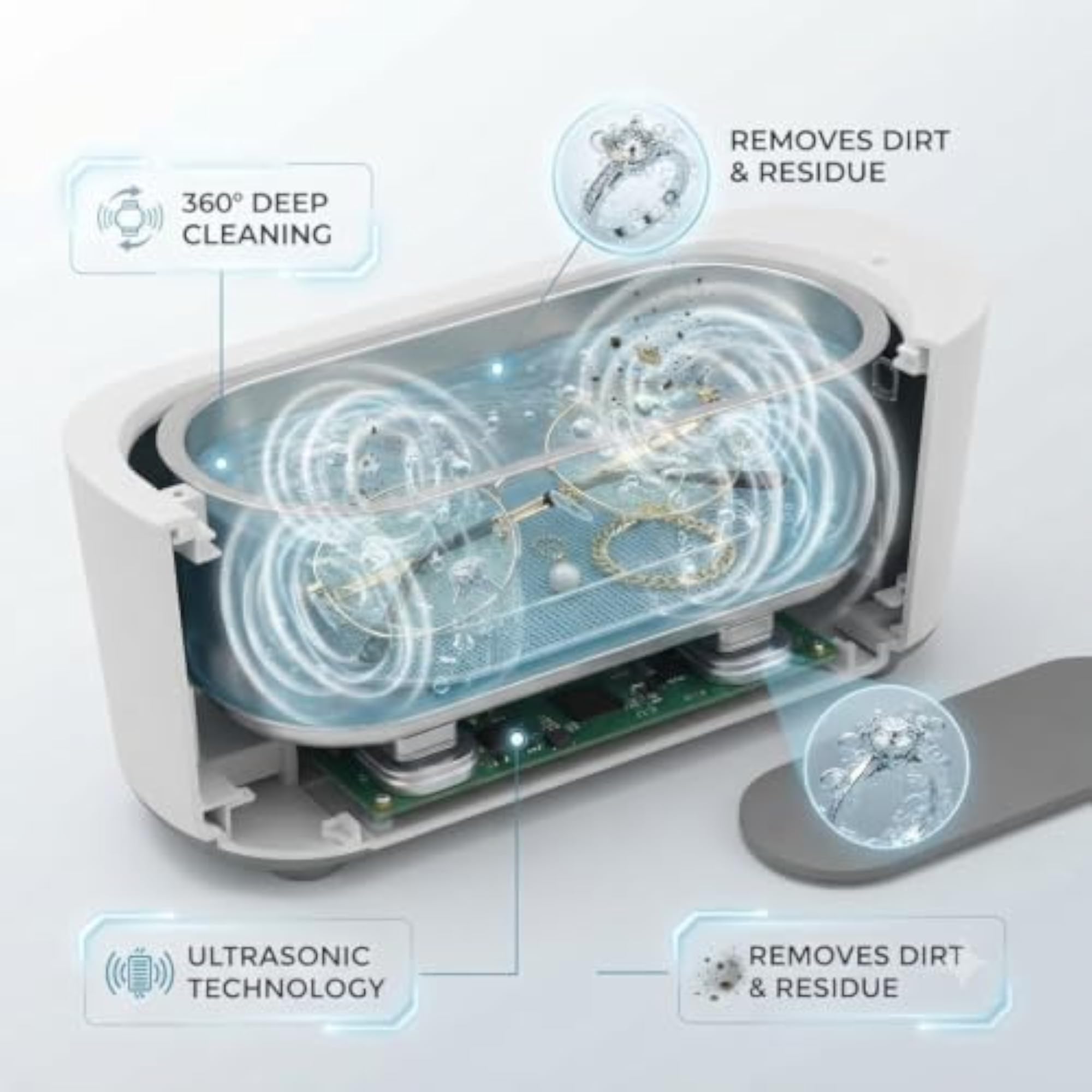 Ultrasonic Cleaner with 360° Deep Cleaning for Jewellery