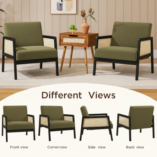 Image of Sheesham Wood Arm Chair with Cushion || Cane Chairs for Balcony || Wooden Armrest Chair Garden Chairs Outdoor || Dining Chair for Living Room Furniture Modern Accent Chair Walnut Finish