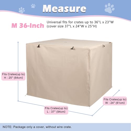 Deblue Heavy-Duty Dog Crate Cover, Privacy Pet Kennel Cover Universal Fits for 36 Inches Wire Cage, Polyester Crate Cover Fit for 1 2 3 Doors Crate (Tan) - Image 3