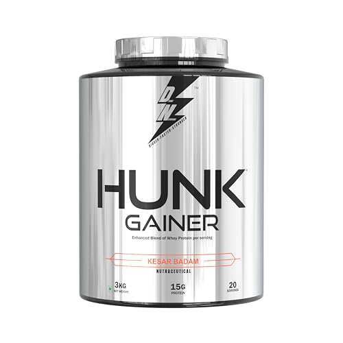 Image of Divine Nutrition Hunk Gainer (3 Kg, Kesar Badam) | High-Calorie Mass Gainer | Muscle Growth & Weight Gain Supplement | Protein & Carb Blend | Tasty Kesar Badam Flavor