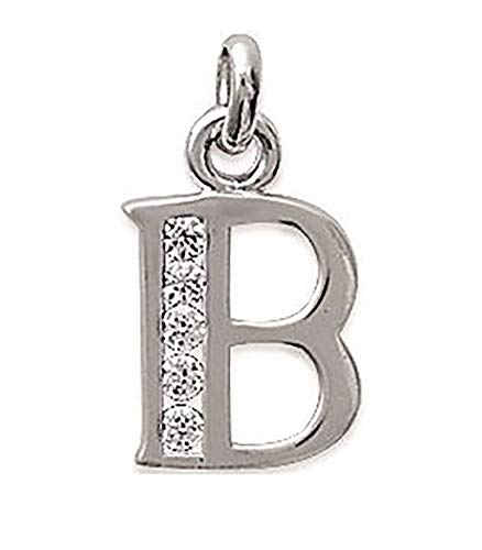 Pendentif Alphabet B Argent 925 Rhodié Oxydes Zirconium Tata Gisèle