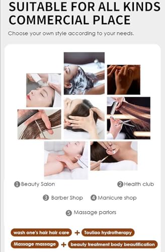 Image of Shampoo Bowl, Head Spa Scalp Shampoo Treatment Massage Bed, Water Circulation Massage Bed for Spas /Salons,Beige