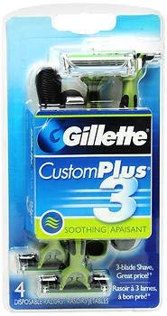 Gillette CustomPlus 3 Disposable Razors Soothing - 4 ct, Pack of 4