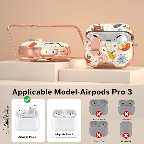 Image of for Apple AirPods Pro 3 Case 2025 with Safety Lock & Foldable Phone Stand | Double Drop Protection,Two-Piece Design, Airpod Pro 3 Case with Keychain & Cleaner Kit, Support Wireless Charging, Chicken