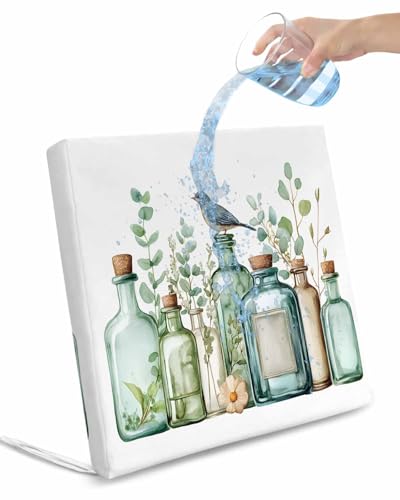 2 Pack Green Eucalyptus Leaves Waterproof Cushion Covers with Ties, Outdoor Patio Chaise Lounge Chair Seat Cushion Slip Covers Replacement(Only Cover) Watercolor Vase Birds Botanical 20