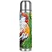 Isolierbecher mit Hahn und Sonnenblumen, auslaufsicher, Edelstahl, Reisethermos 482 ml