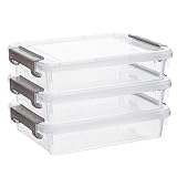 Citylife 3 PCS Plastic Storage Bins with Latching Lids Portable Project Case Clear File Box Stackable Storage Containers for Organizing B5 Paper, Photo, Document, Scrapbook