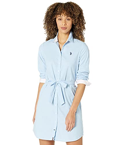 Image of U.S. POLO ASSN. Long Sleeve Solid Stretch Oxford Dress