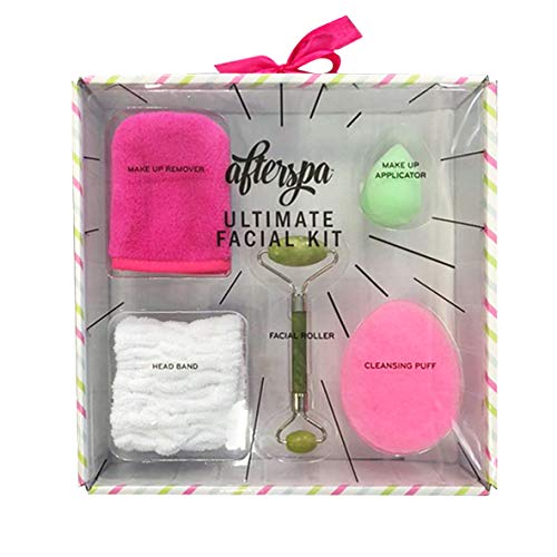 AfterSpa Beauty - Ultimate Facial Kit - Facial Roller, Make Up Remover, Cleansing Puff, Beauty Sponge, Beauty Headband (JADE)