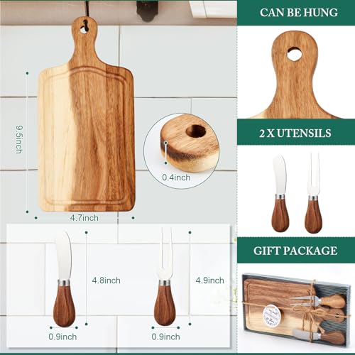 Set de 18 tablas cuadradas para queso con cuchillos y tenedores miniatura 2