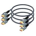 Thsucords 8K 4K HDMI Cable 0.5M 3 Pack, High Speed Braided HDMI to HDMI 2.1 Cord Supports 8K@60Hz, 4K@120Hz 144Hz 48Gbps Compatible with Roku TV/PS5/HDTV/Blu-ray