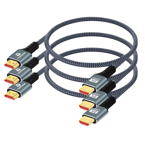 Thsucords 8K 4K HDMI Cable 1M 3 Pack, High Speed Braided HDMI to HDMI 2.1 Cable Supports 8K@60Hz, 4K@120Hz 144Hz 48Gbps Compatible with PS5/HDTV/Blu-ray/Roku TV