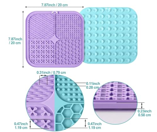 LUKITO Lick Mat for Dogs & Cats 2 Pack, Slow Feeder Licking Pad with Suction Cups for for Anxiety Relief and Boredom Reducer, Perfect for Bathing Grooming