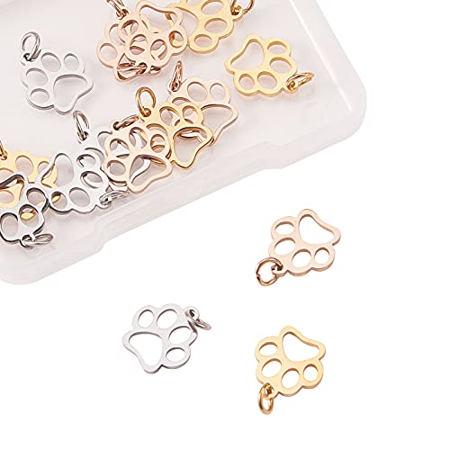 Ipotkitt 15Pcs/Box Dog Paw Prints 304 Stainless Steel Charm Pendants Metal Ornaments For Diy Necklace Bracelet Jewelry Making And Crafting - 13X12Mm #TOP2