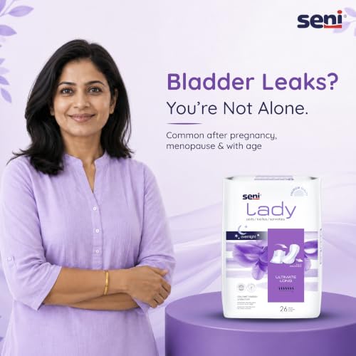Image of Seni Lady Premium Women Ultimate Long Bladder Control Pads - 26 pcs | Overnight Bladder leakage Protection | Highly Absorbent | Rash Free | Breathable & Comfortable