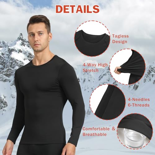 HYCOPROT Kompressionsshirt Herren Langarm Funktionsshirt Baselayer Schnelltrocknendes T-Shirt Atmungsaktiv Sportshirt für Workout Fitnessstudio Laufen