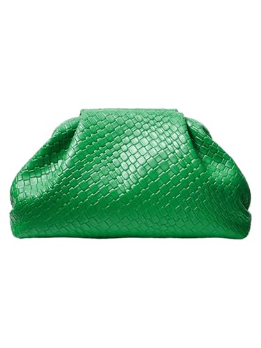 Image of QWINEE Women's Woven Evening Bag Dumpling Clutch Purse No Strap Handbags Elegant Faux PU Leather Clutch Bag