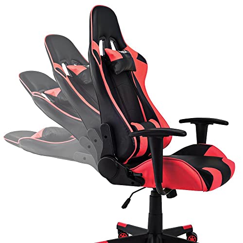 Moob Cadeira Gamer Reclinável GT Racer Com Almofadas para Lombar e Pescoço Preto/Vermelho
