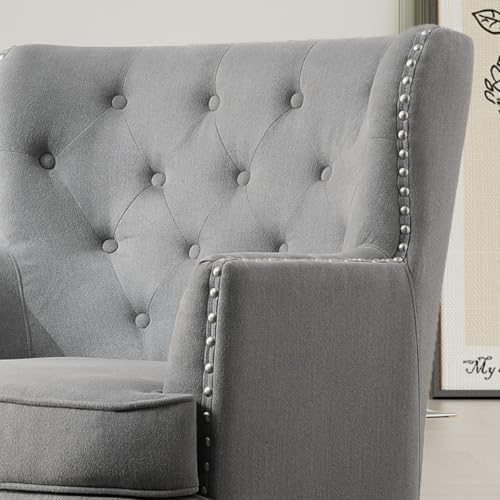 Image of Castora Upholstered Accent Chair for Living Room and Offices (Grey)