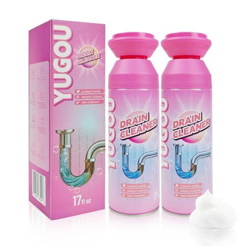 Comparison: Best Drain Cleaner For Kitchen Sink Standing Water 8 Yugou Foaming Drain Cleaner, Sink Cleaner and Deodorizer, Drain Clog Remover for Kitchen Sinks, Shower Drains, Tubs (2pcs)