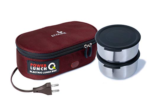 Image of Ecoline Fabric Power Lunch Q2, Electric Lunch Box,Capacity 800ml,(2 Containers 400ml) Maroon
