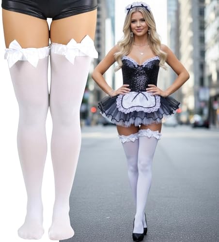 Image of ToBeInStyle Women's Back Satin Bow Thigh Hi