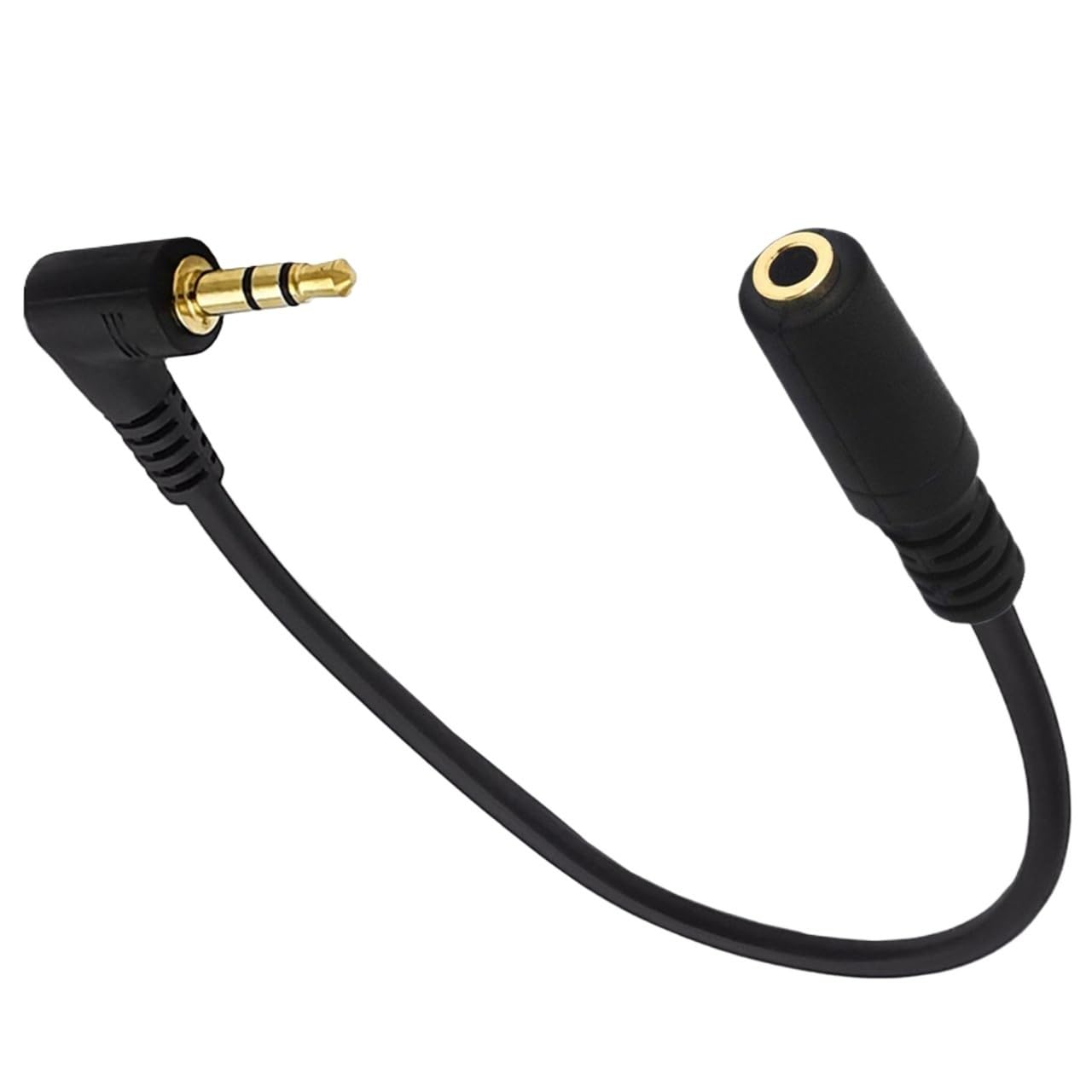 1 câble adaptateur audio stéréo mâle à angle droit TRS 3,5 mm vers 3 pôles femelle 3,5 mm doré