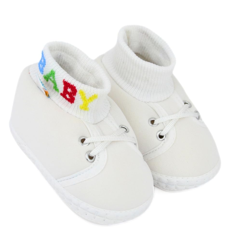 neska moda 6 to 12 Month Baby Boys & Baby Girls Newborn Cotton White Lace Baby Booties-BT5267-picture-1