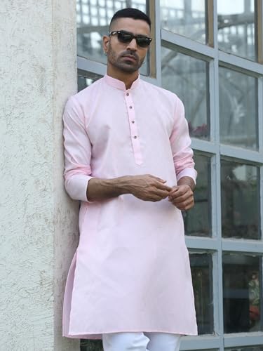 Image of KRAFT INDIA Men's Cotton Kurta Pyjama Set | Woven Design Traditional Ethnic Wear | Festive, Wedding & Casual Outfit | Comfortable & Breathable Fabric