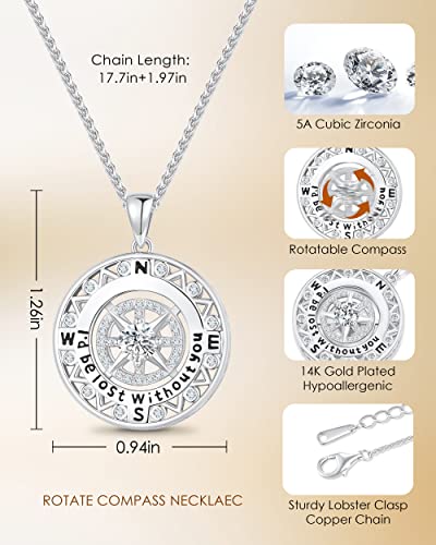 Etevon Graduation Gifts For Her 2023, 14K Gold Plated Compass Necklace For Women Girls, I'd Be Lost Without You Graduation Pendant Necklace For Class Of 2023 Senior High School College #TOP4