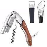 BOQO Korkenzieher Weinöffner, Profi Kellnermesser aus Edelstahl, Weinflaschenöffner mit Folienschneider,Vakuum Weinpumpe und Weinausgießer mit Belüfter,Wein zubehör