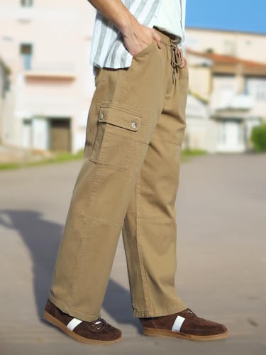 Image of Urbano Fashion Men's Loose Baggy Fit Cargo Jogger Chino Pant with 6 Pockets Stretchable