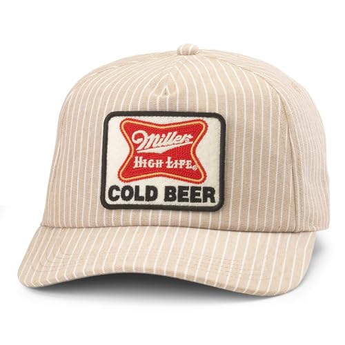 Image of AMERICAN NEEDLE Miller High Life Beer Patch Unisex Adjustable Snapback Baseball Hat