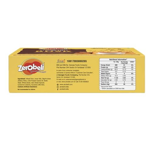 Image of Zerobeli Sugar Free Jowar Rusk - 225g (Pack of 2) | High Fiber Wholegrain Rusks | No Added Sugar, No maida & No Palm Oil | Healthy Snacks for Diabetics & Weight Management