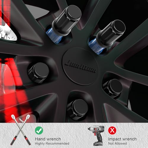 Image of JiiinMiiin M12x1.5 Lug Nuts Black with 6 Spline Tuner, 12x1.5 Locking Lug Nut 1.38 inch Length with 1 Socket Key 60 Degree Conical /Cone Bulge Seat Closed End. 20PACK