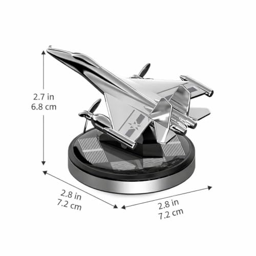 Image of Solar Fighter Plane for Car Dashboard | Aroma Diffuser Air Freshener for Car | Solar Rotating Flag for Car Interior | Interior Perfume Diffuser for Office Desk & Table Decoration