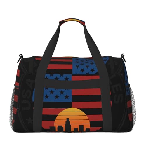 USA Los Angele Print Daily essentials Large Capacity Hand Carry Bag for Weekend Getaways style Bags2