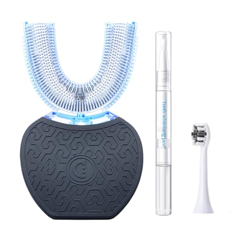 smiletech Sonic Glow U-Shaped Automatic Toothbrush45-Second Teeth Whitening Kit Fast Sonic Cleaning for Adults Travel-Friendly with Teeth Whitening GelBlack