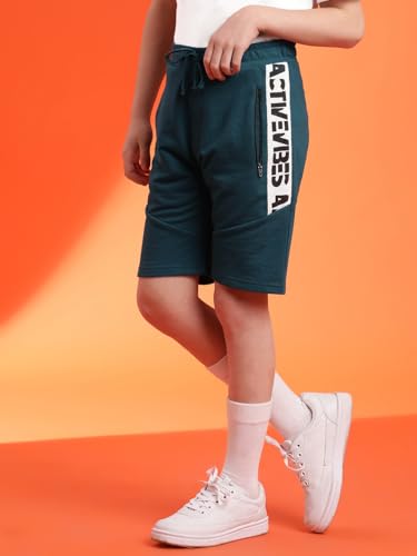 Image of Li'l Tomatoes Boys 100% Looper Cotton Shorts | Summer Casual Wear | Printed Elastic Waist Sports Shorts | Soft & Breathable Kids Wear | 9-16 Years