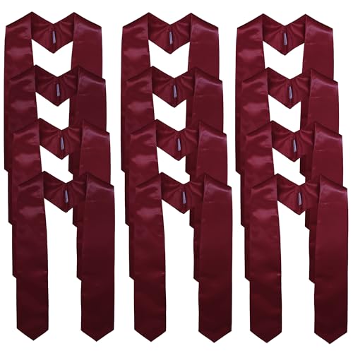 Image of GraduationMall 12 Pieces 72 Inch Plain Graduation Stole Bulk Sublimation Blank Honor Graduation Sash Unisex Adult