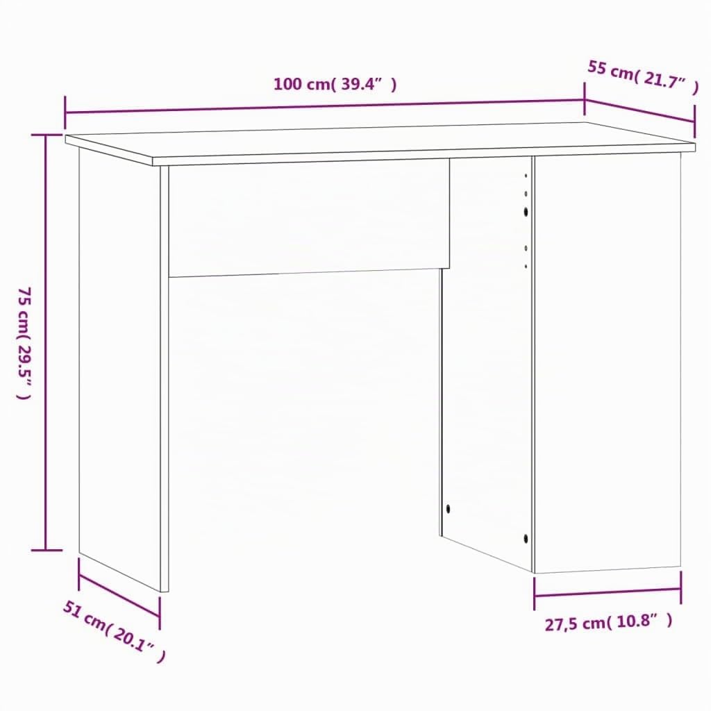 vidaXL Scrivania Bianca 100x55x75 cm in Legno Multistrato