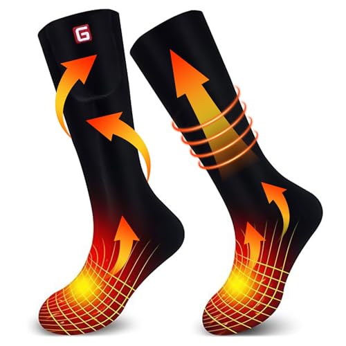 GEMSTONEGO Heated Socks for Men Women Electric Rechargeable Winter Heated Socks Warm Cotton Thermal Socks for Riding Camping Hiking Skiing Hunting