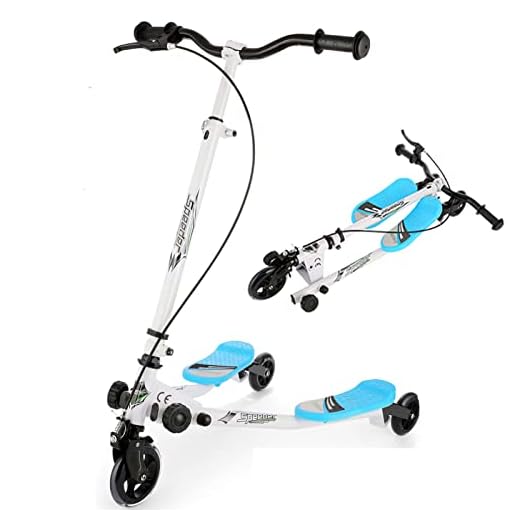 WOOKRAYS Y Fliker Scooter for Kids, 3 Wheel Swing Wiggle Scooter, Foldable Kick Speeder Drifter with Adjustable Height for Boys/Girl/5 Years Old and Up (Blue)